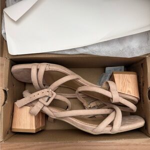 Nicole Miller Blush Strappy Block Heels
